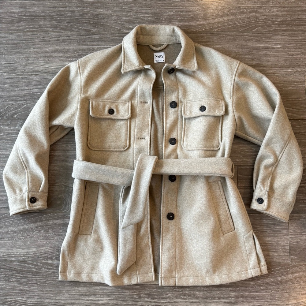 Zara Beige Belted Jacket